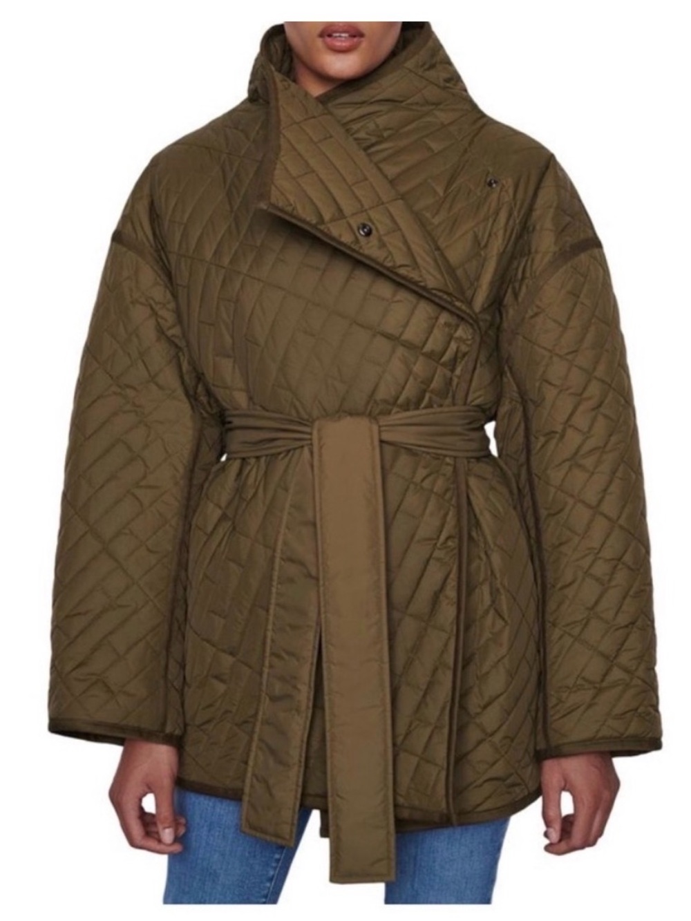 Frame Olive Quilted Belted Puffer Jacket